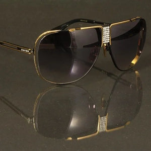 PATIA STATS Cascas™ Crown embeded with Diamonds with Curved Metal Frame & Copper Tinted Densed Lenses Aviator Eyewear
